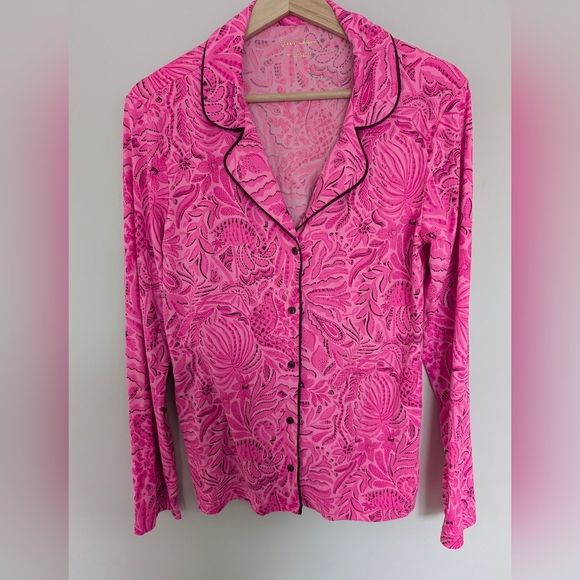 Lilly Pulitzer Pink Patterned Pajama Top - Picture 1 of 7